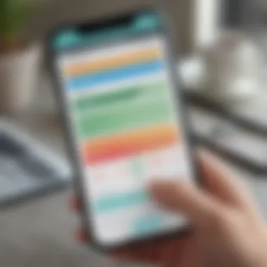 Budget Tracking App Interface Smartphone displaying a budget tracking app interface