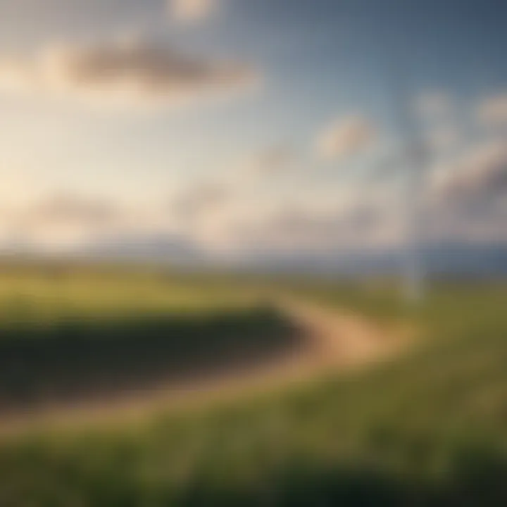 Wind turbines generating sustainable energy in a field