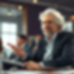 Richard Branson engaging in a business meeting