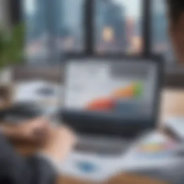 Analyzing Financial Reports User analyzing financial reports with a laptop