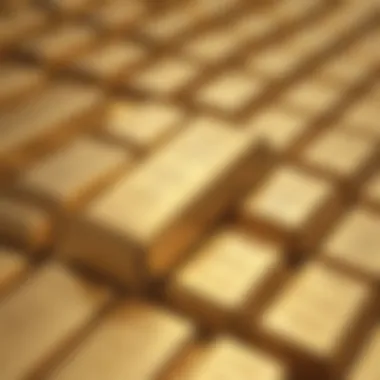 A close-up view of gold bars stacked neatly.