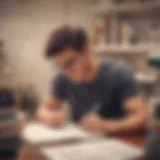 A focused student studying with books and notes