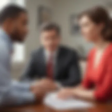 Discussion with Financial Advisor Parents discussing bank account options with a financial advisor