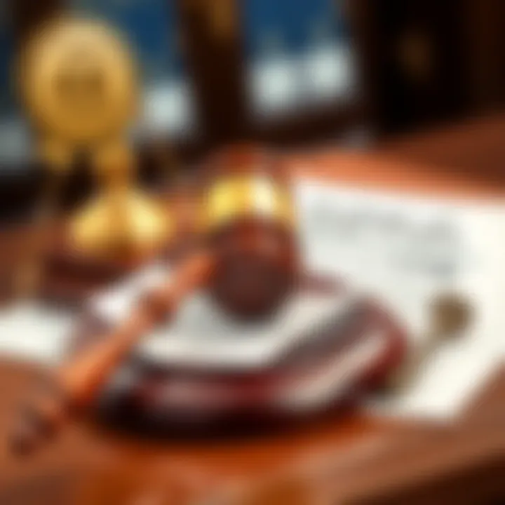 A gavel resting on a legal document symbolizing the probate court.