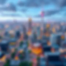 A scenic view of a financial district, representing the diverse locations of financial planners.